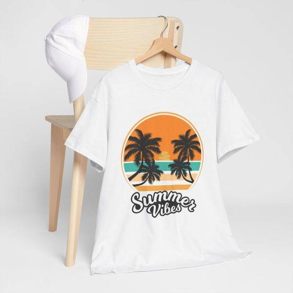 Summer Vibes White Color T-Shirt for Unisex Heavy Cotton Tee
