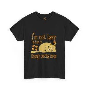Funny Cat Energy Saving Mode Tee - Unisex Heavy Cotton T-Shirt