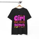 Just A Girl Who Loves Animals Black Color T-Shirt For Women Heavy Cotton Tee