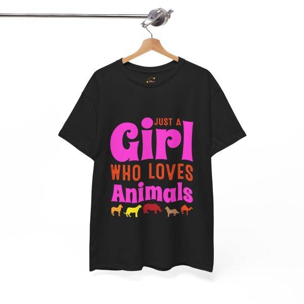 Just A Girl Who Loves Animals Black Color T-Shirt For Women Heavy Cotton Tee