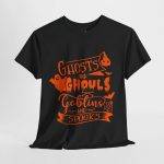 Halloween Ghosts And Ghouls Black Color T-Shirt For Unisex Heavy Cotton Tee