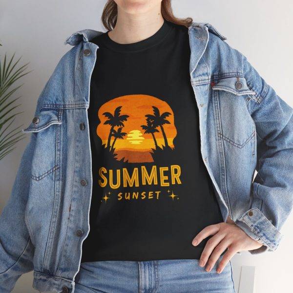 Summer Sunset Black Color T-Shirt For Unisex Heavy Cotton Tee