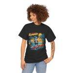 Summer Vibe Unisex Heavy Cotton Tee - Surfing Skeleton Graphic T-Shirt