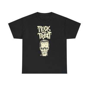 Halloween Frankenstein Trick Or Treat Black Color T-Shirt For Men Heavy Cotton Tee