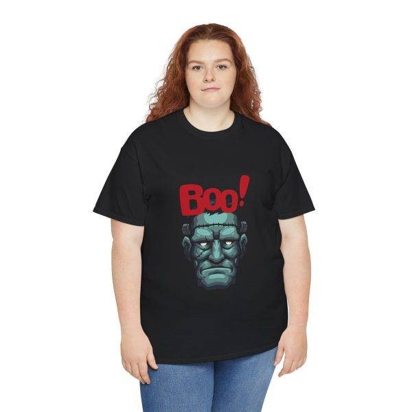 Boo Halloween Frankenstein's Black Color T-Shirt For Unisex Heavy Cotton Tee Boo Halloween Frankenstein's Black Color T-Shirt For Unisex Heavy Cotton Tee