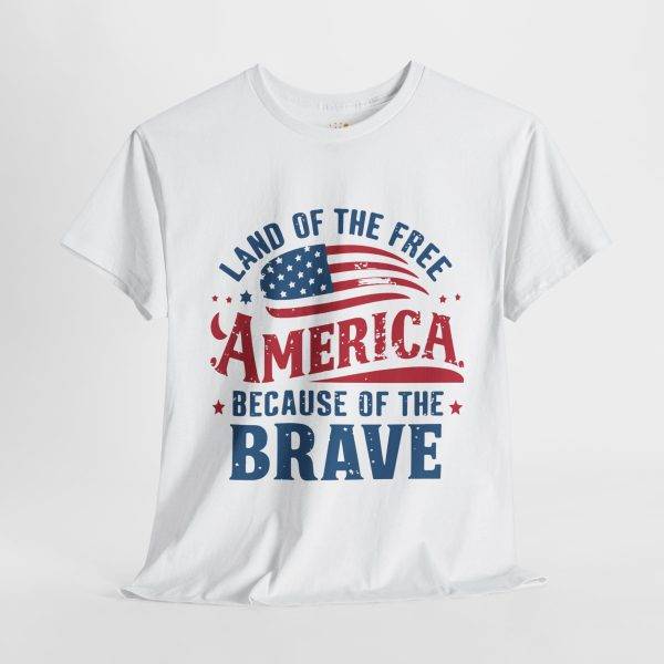 Unisex Heavy Cotton Tee - 'Land of the Free, America Because of the Brave'