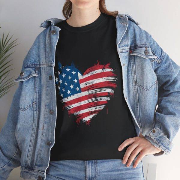 Patriotic USA Heart Unisex Heavy Cotton Tee