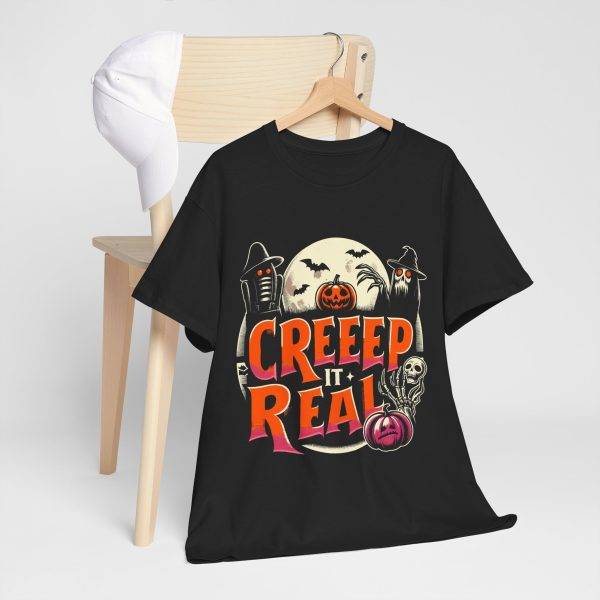 Halloween Creeep It Real Black Color T-Shirt For Unisex Heavy Cotton Tee