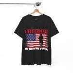 Freedom US Flag Black Color T-Shirt For Unisex Heavy Cotton Tee
