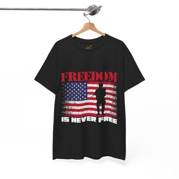 Freedom US Flag Black Color T-Shirt For Unisex Heavy Cotton Tee