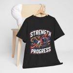 Strength Progress Black Color T-Shirt For Unisex Heavy Cotton Tee