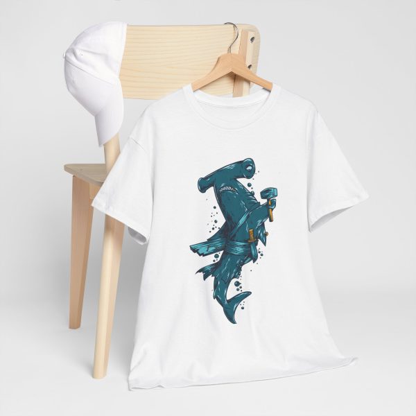 Blue Shark with Hammer T-Shirt For Men Heavy Cotton Tee