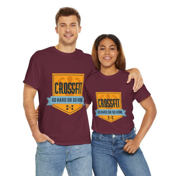GYM Cross Fit Go Hard Or Go Home Maroon Color T-Shirt For Unisex Heavy Cotton Tee