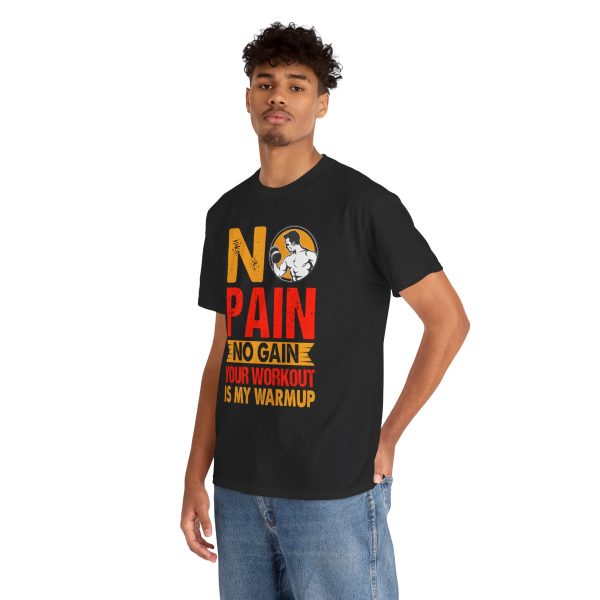 No pain no gain gym Black Color T-Shirt for Unisex Heavy Cotton Tee