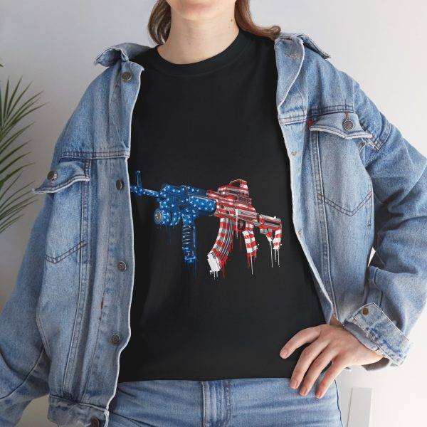 Patriotic Gun USA Flag Graphic Unisex Heavy Cotton Tee Patriotic Gun USA Flag Graphic Unisex Heavy Cotton Tee