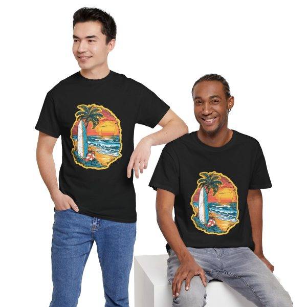 Tropical Sunset Surf Tee - Unisex Heavy Cotton Shirt