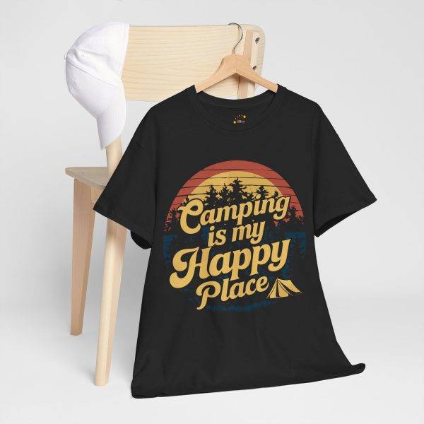Camping is my Happy Place Black Color T-Shirt For Unisex Heavy Cotton Tee
