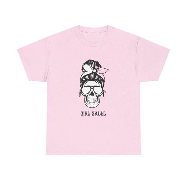 Girl Skull Pink Color T-Shirt For Women Heavy Cotton Tee