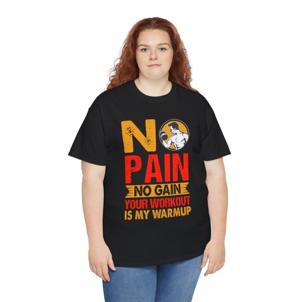 No pain no gain gym Black Color T-Shirt for Unisex Heavy Cotton Tee