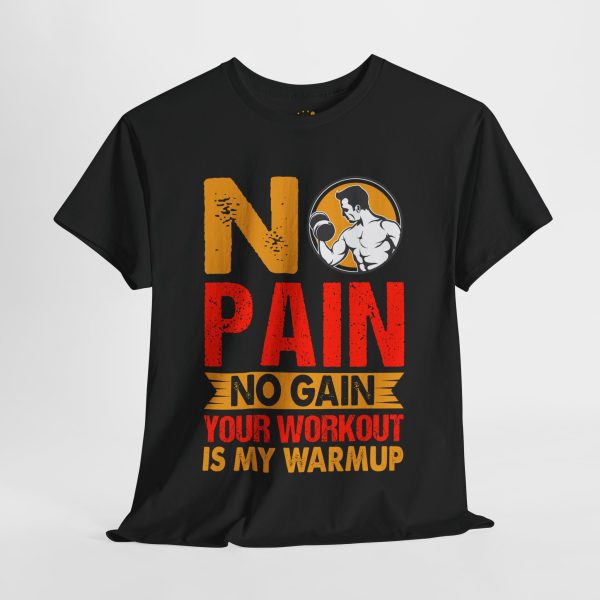 No pain no gain gym Black Color T-Shirt for Unisex Heavy Cotton Tee