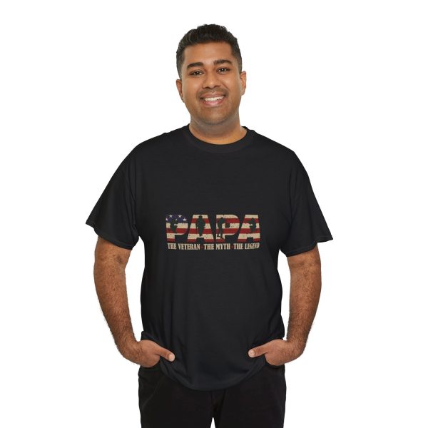 Patriotic Tee for Dads - 'Papa: The Veteran, The Myth, The Legend'