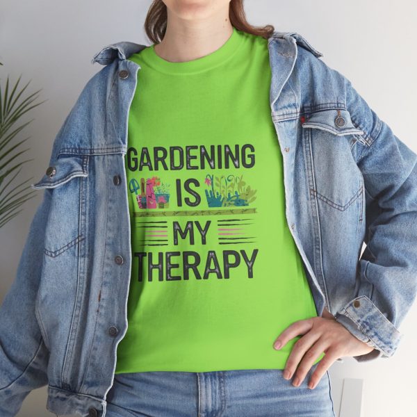Gardening is My Therapy Unisex Heavy Cotton Tee - Vibrant Green T-Shirt for Plant Lovers