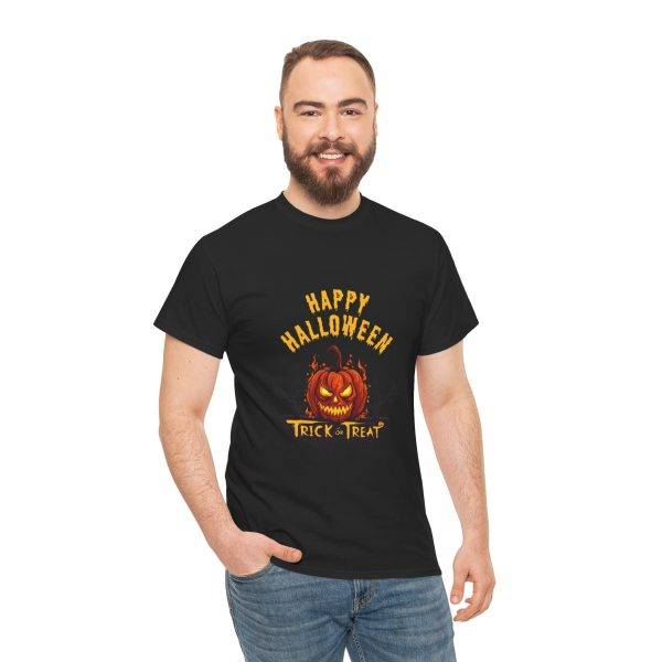 Happy Halloween Trick or Treat Black Color T-Shirt For Unisex Heavy Cotton Tee