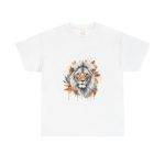 Lion Face White Color T-Shirt For Unisex Heavy Cotton Tee