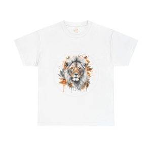 Lion Face White Color T-Shirt For Unisex Heavy Cotton Tee