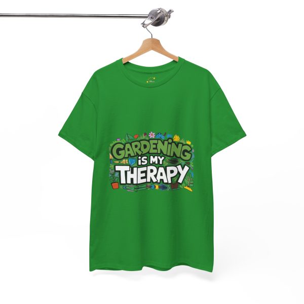 Gardening Is My Therapy Unisex Heavy Cotton Tee - Green Gardening T-Shirt for Plant Lovers