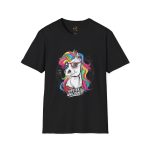 Hipster unicorn black color Tshirt For Women Softstyle T-Shirt