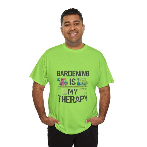Gardening is My Therapy Unisex Heavy Cotton Tee - Vibrant Green T-Shirt for Plant Lovers
