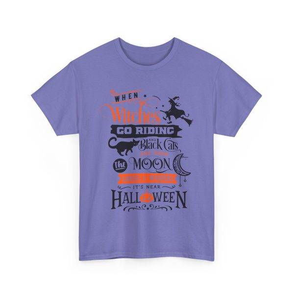 Halloween When Witches Go Riding Violet Color T-Shirt For Unisex Heavy Cotton Tee