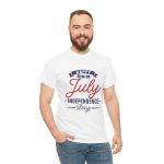 Happy 4th July White T-Shirt Color Unisex Heavy Cotton Tee