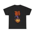 Halloween Trick Or Treat Black Color T-Shirt For Unisex Heavy Cotton Tee