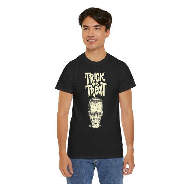 Halloween Frankenstein Trick Or Treat Black Color T-Shirt For Men Heavy Cotton Tee