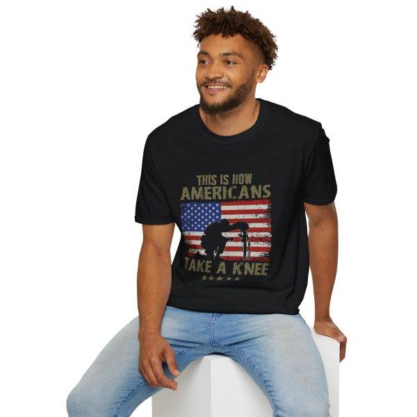 This is how Americans take a knee Black Color T-Shirt For Unisex Soft style T-Shirt