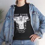 KEEP PUSHING SKATEBOARDING Black Color T-Shirt For Unisex Heavy Cotton Tee