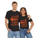 Halloween Ghosts And Ghouls Black Color T-Shirt For Unisex Heavy Cotton Tee