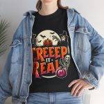 Halloween Creeep It Real Black Color T-Shirt For Unisex Heavy Cotton Tee
