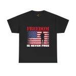 Freedom US Flag Black Color T-Shirt For Unisex Heavy Cotton Tee