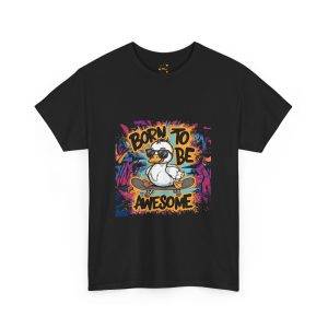 Born to Be Awesome Unisex Heavy Cotton Tee - Colorful Graphic Tee for Casual Wear