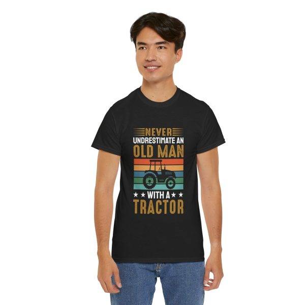 Never Underestimate an Old Man with a Tractor Unisex Heavy Cotton Tee