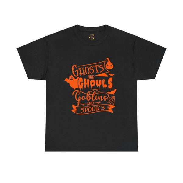Halloween Ghosts And Ghouls Black Color T-Shirt For Unisex Heavy Cotton Tee
