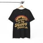 Camping is my Happy Place Black Color T-Shirt For Unisex Heavy Cotton Tee