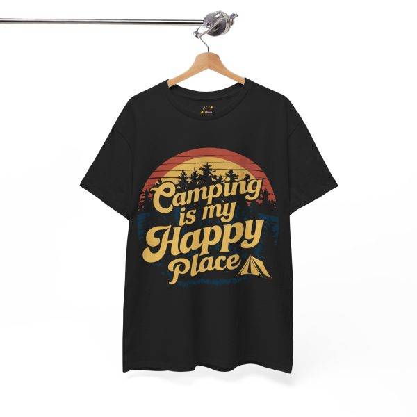 Camping is my Happy Place Black Color T-Shirt For Unisex Heavy Cotton Tee