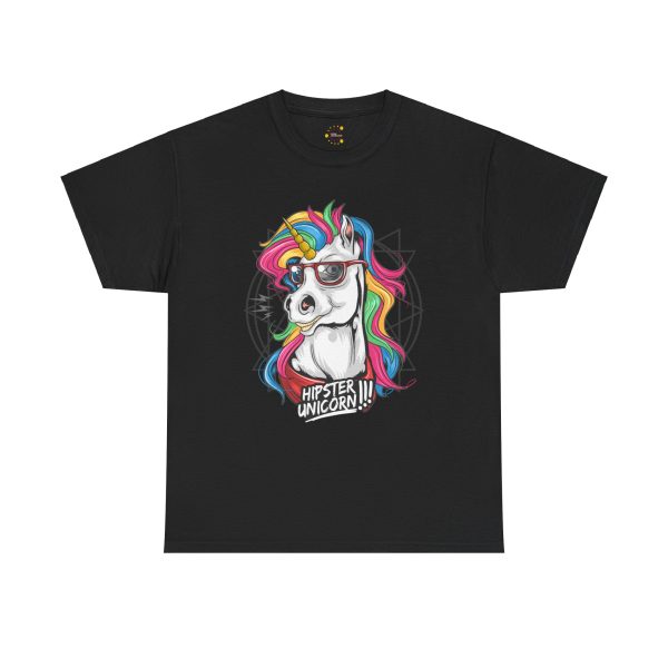 Hipster Unicorn black color Tshirt For Unisex Heavy Cotton Tee