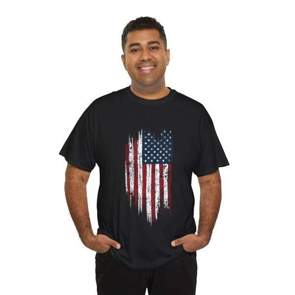 USA Flag Black Color T-Shirt For Unisex Heavy Cotton Tee