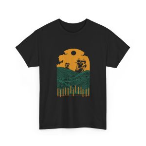 Ships Black Color T-Shirt For Unisex Heavy Cotton Tee
