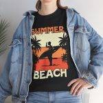 Summer Beach Unisex Heavy Cotton Tee - Relaxed Fit, Tropical Vibe, Perfect for Vacation